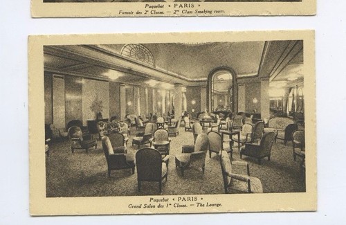 SS Paris Postcard - 1st Class Lounge / Grand Salon - CGT French Line - 第 1/2 張圖片