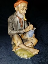 Resting Painter Smoker Figurine by World Gift Japan Hand Painted figure statue