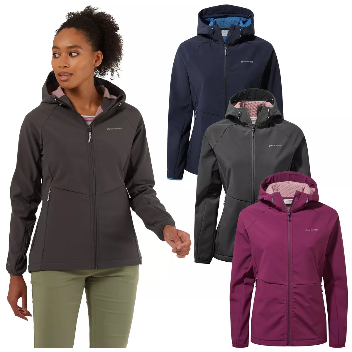 Craghoppers Ladies Kalti Weatherproof Hooded Softshell Jacket Lightweight