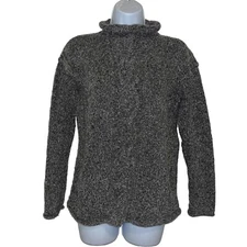 The Limited M Sweater Gray Turtleneck Long Sleeve Pullover Silk Angora Fisherman