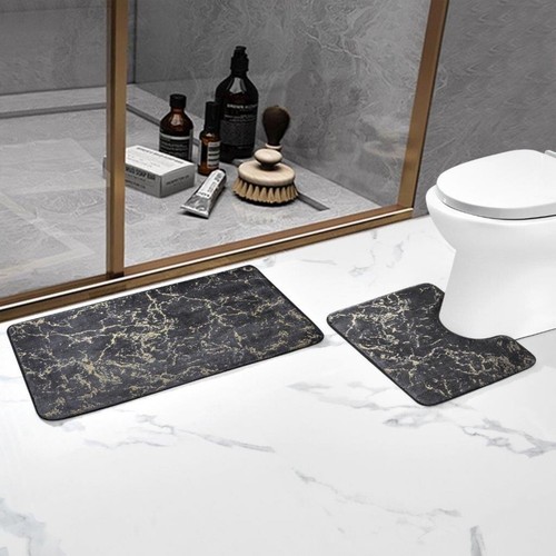Luxury Glitter Bath Mat & Pedestal Set Anti Slip Water Absorbent Bathroom Rugs - Picture 12 of 60