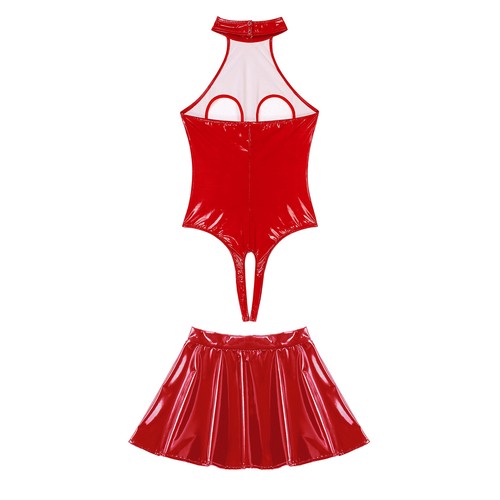 Damen Dessous Set Neckholder Nachtwäsche Nachtclub Outfits Reißverschluss Body Party - Bild 6 von 30