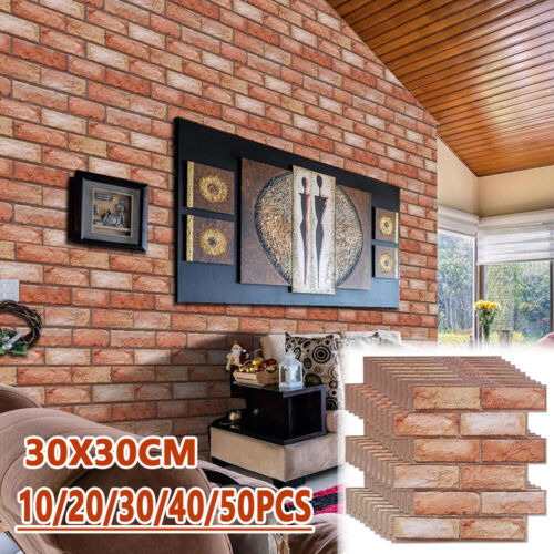 20P 3D Wandpaneele Selbstklebend Roter Ziegelstein Steinoptik Ziegel Tapete DE - Bild 13 von 17