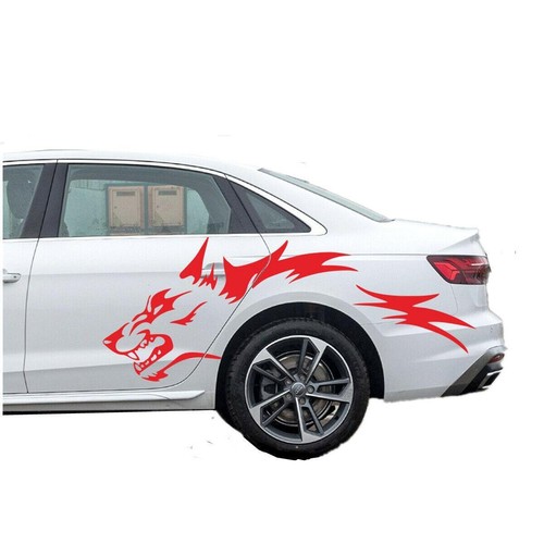 2PCS Red Vinyl Car Truck Decal Body Styling Decor Running Wolf Graphics Sticker  - Bild 2 von 7