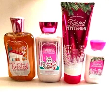 Bath & Body Works  Twisted Peppermint Bubble Bath 10 oz Body Cream 8 oz & Lotion