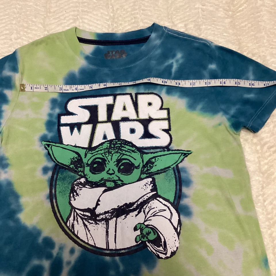 Niños Star Wars Pequeña Multicolor Camiseta Yoda Tye-Dye Camiseta Azul/Verde Foto 2 de 4