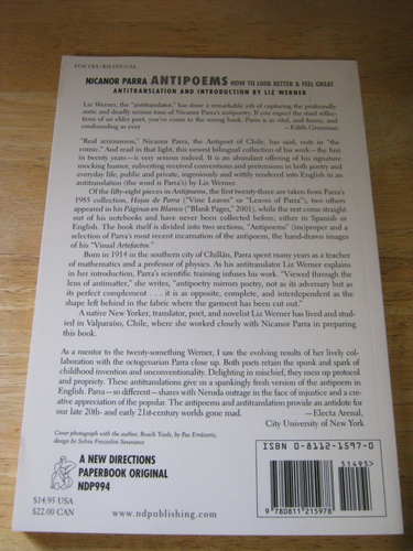 Antipoems by Nicanor Parra 2004 Softcover Bilingual Edition - Picture 2 of 7