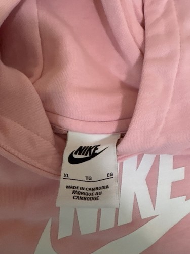 Nike Sportswear Cropped Sweatshirt Pink Large Logo Hoodie Size Girls S NEW - Picture 2 of 3