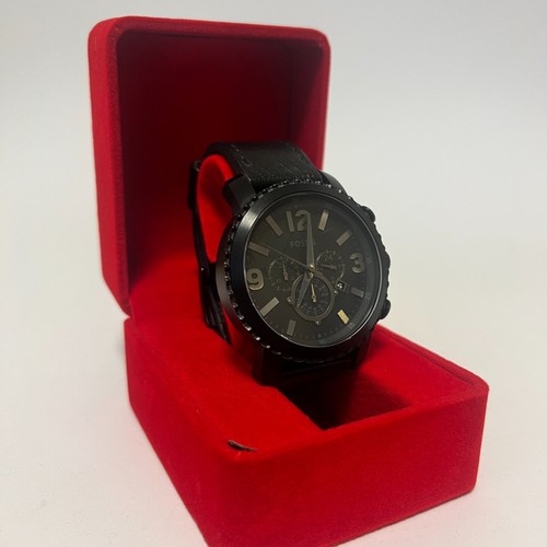 ✅ NEUE BATTERIE ✅ Fossil BQ1711 Schwarz Leder Chronograph Uhr Quarz Gebraucht - Bild 2 von 5