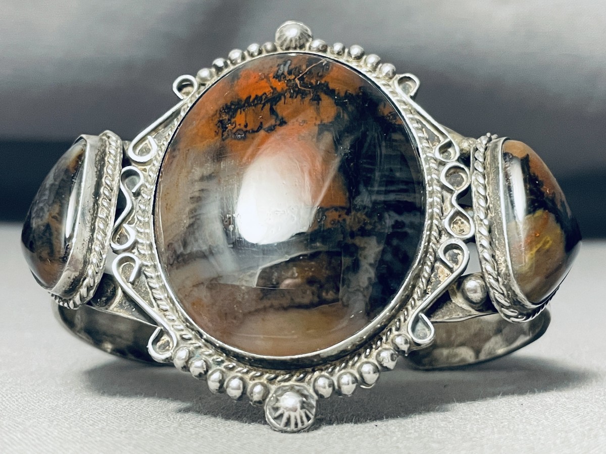 One Of Most Unique Ever Vintage Native American Navajo Petrified Wood Sterling Silver Bracelet One Of Most Unique Ever Vintage Native American Navajo Petrified Wood Sterling Silver Bracelet
