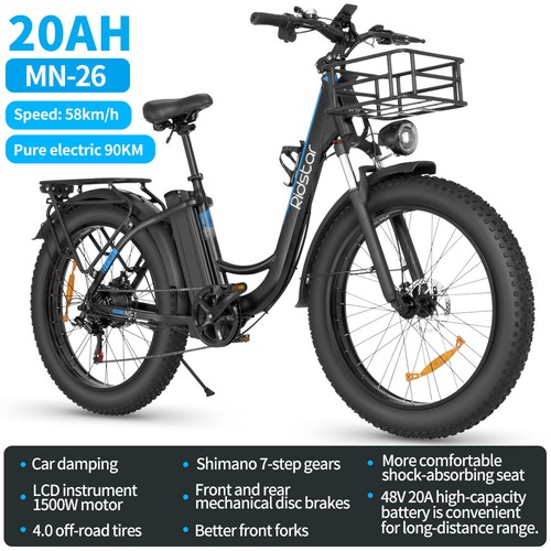   1000W/1500W 48V 15Ah/20Ah Fat Tire Electric Commuting Bicycle City eBike - Picture 21 of 38