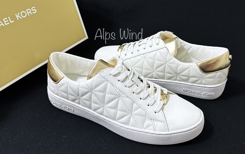 Michael Kors Keaton Lace up Women's White Sneaker Pale Gold Size-8 NIB - Picture 4 of 11