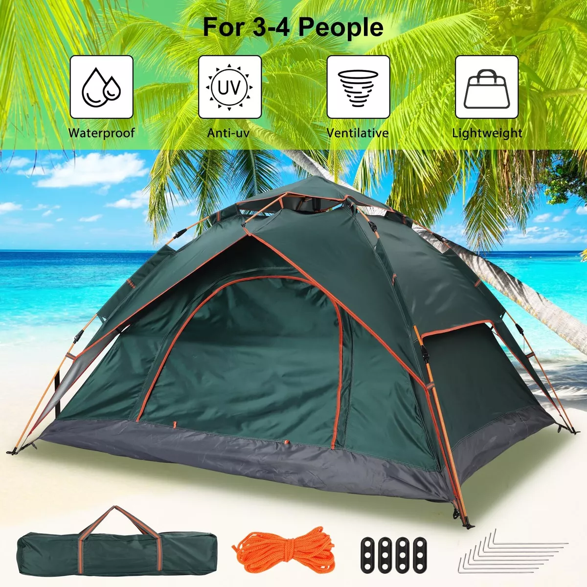 Instant pop top up camping tent