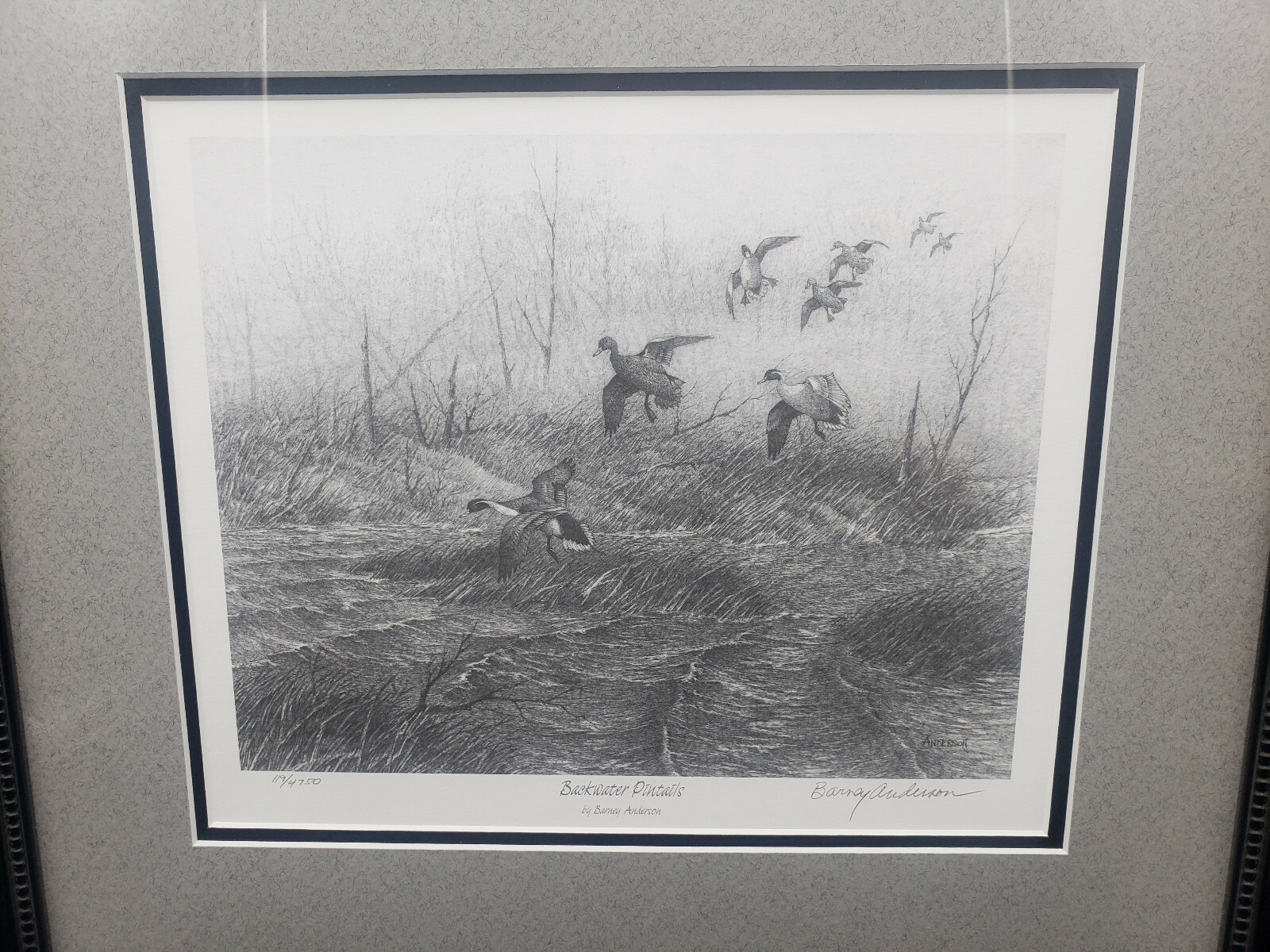 Backwater Pintails Barney Anderson Signed Framed Print 119/4750 -Ducks Unlimited 2022, Zapewnienie Jakości