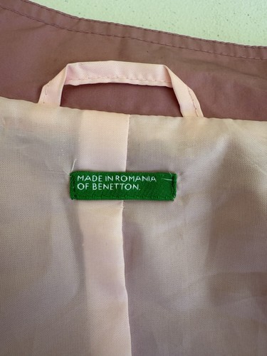 Benetton Women’s Pink Trench Style Blazer Jacket Belt Buttons  - Picture 4 of 11