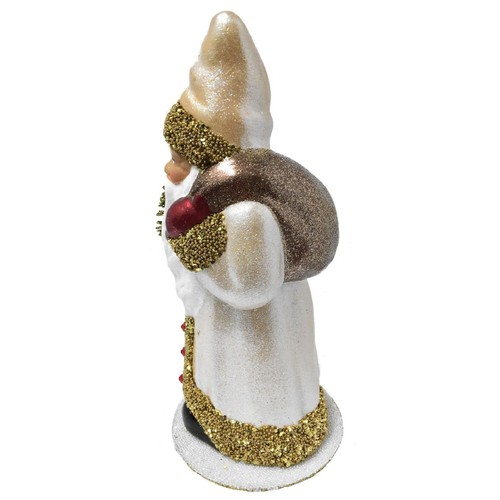 Ino Schaller Weihnachtsmann mit Champagnermantel deutsche Pappmaché Bonboniere 10 Zoll - Bild 3 von 6