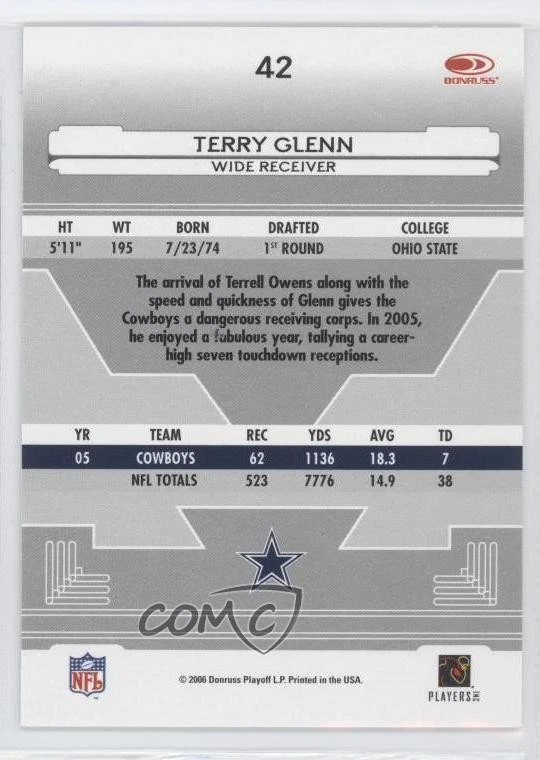 2006 Leaf Certified Materials Terry Glenn #42 - Image 2 of 2