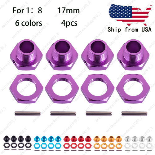 4PCS Upgrade1 1/8 17mm Aluminum Wheel Hex Adapter for RC - 6 Colors CNC Machined - Picture 1 of 14