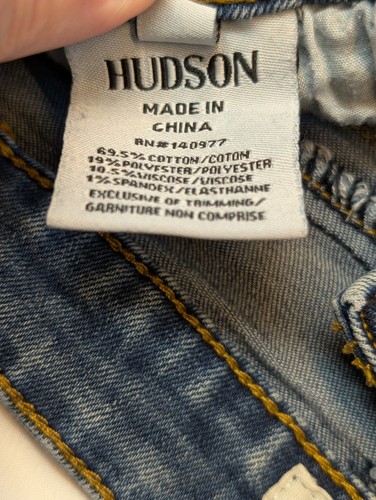 Hudson Girls Designer Light Blue Jean Shorts Cuffed Stretch-Size 10 - Picture 8 of 10