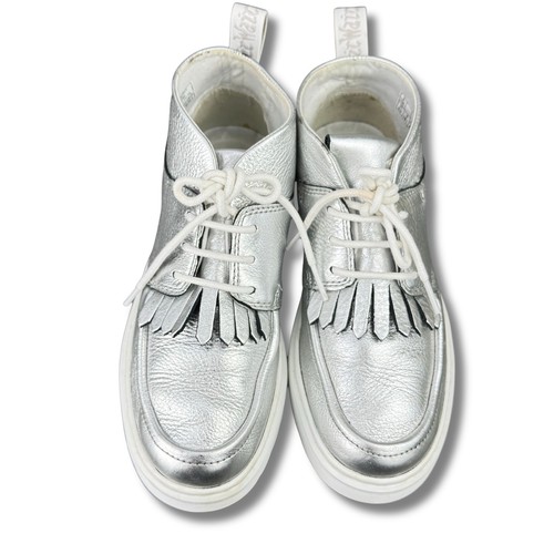 Dr Martens Shoes Jemima Womens Sz 5 Silver Kiltie Chukka Leather Moc Boots - Picture 5 of 12