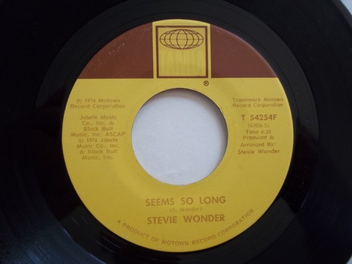 STEVIE WONDER - Boogie On Raggae Woman / Seems So Long - 45 RPM 7" Record 1974 - Foto 6 di 6