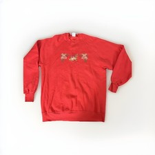 VTG Jerzees Size XXL Floral Embroidered Sweatshirt Grannycore Made In USA