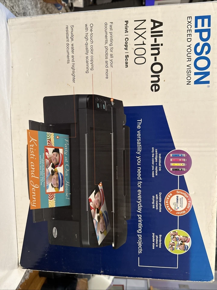 NIB EPSON ALL IN ONE NX100 COLOR INKJET PRINTER NEW SEALED BOX PRINT COPY SCAN - Image 4 of 4