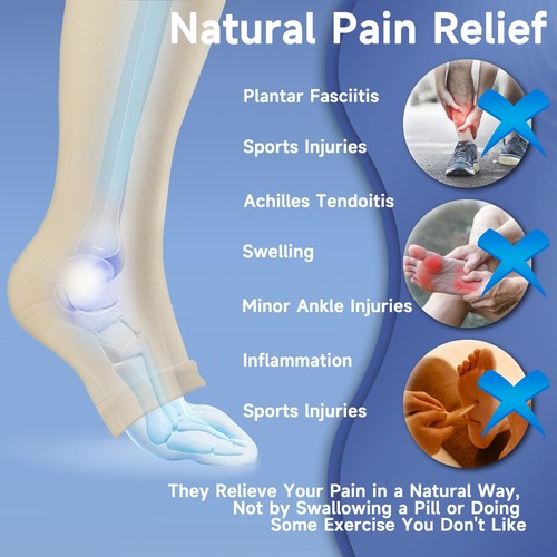 Bropite Open Toe Compression Socks Men Women 3 Pairs 15-20mmHg Knee High - Picture 5 of 8