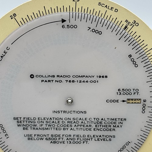 Vintage Collins Radio Co. 1965 Altitude Code Calculator 768-1244-001 - Bild 7 von 10