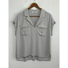 Rose + Olive NWOT Shirt L Grey Casual Soft Collard Utilitarian Minimalist