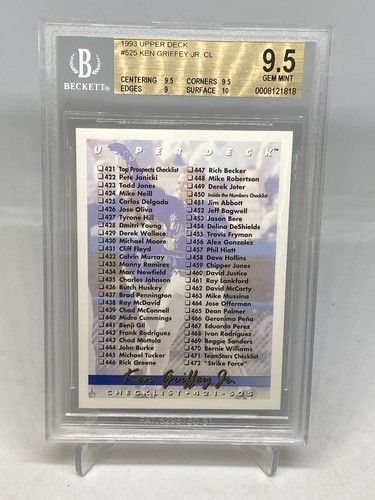 Ken Griffey Jr 1993 cubierta superior #525 BGS 9,5 gema como nueva pop 1 raro - Imagen 1 de 7