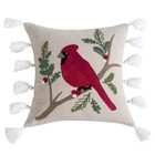 Joybirds Cardinal Embroidered Tassel Pillow