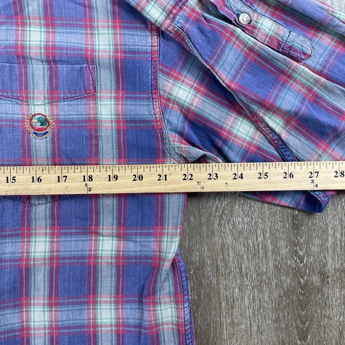 Camisa Y2K Años 90 Vintage Cabeza de Pato Denim Cuello Madrás Cuadros Abotonada Para Hombre Grande - Imagen 11 de 17