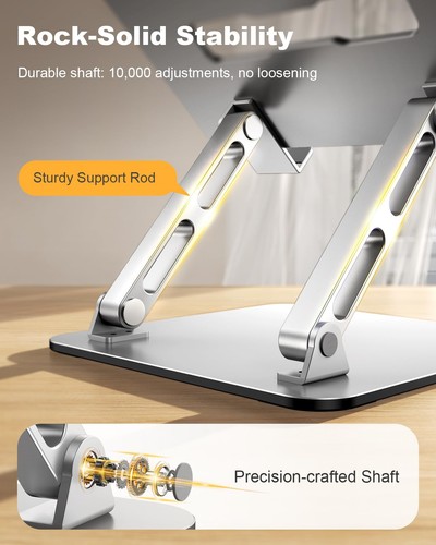 Ergonomic Laptop Stand, Dual-Bar Support & Height Adjustable Laptop Riser Hol... - Afbeelding 3 van 8