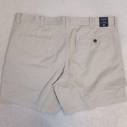 NUOVO J Crew Flex pantaloncino chino uomo 40 7" cucitura interna piatto davanti beige cotone elasticizzato - Foto 7 di 7