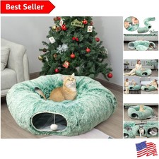 2-in-1 Cat Tunnel Bed, Play Tunnel  Cave for Indoor Cats, Washable