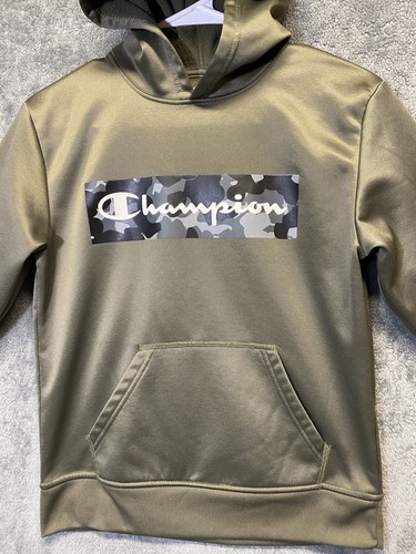 Champion Boys Green Hooded Sweatshirt With Camo Graphic Size 10/12 - Picture 2 of 7