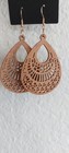 Large Teardrop Shaped Boho Chic Drop Dangle Trellis Carved Wood Fashion Earrings — photo 7