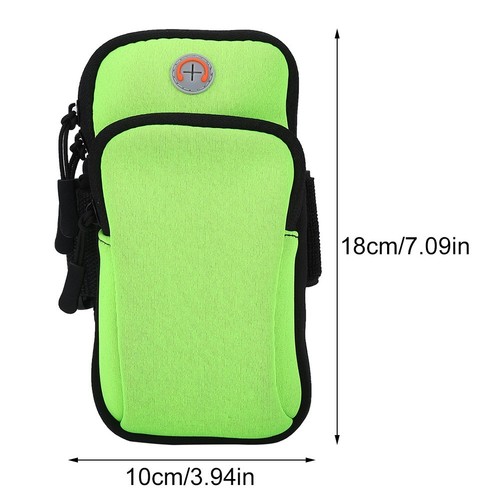 Green Outdoor Sport Running Jogging Exercise Gym Arm Wrist Pouch Armband Pho ID - Zdjęcie 6 z 9