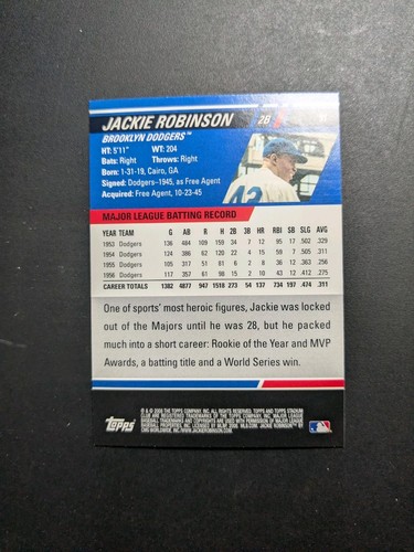 Topps Stadium Club Jackie Robinson 2008 #91 Salón de la fama - Imagen 2 de 2