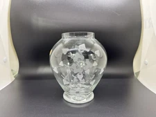 Vintage Romanian Etched Glass Vase Clear