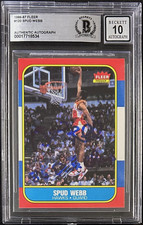 Spud Webb Signed 1986-87 Fleer Card #120 BAS 17718534 Auto 10 Dunk Cham Hawks