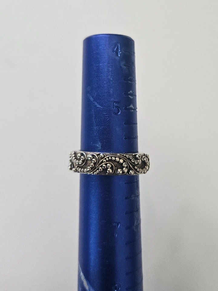 Anillo de plata esterlina de Lois Hill (14 gramos) anillo banda filigrana floral pergamino Foto 3 de 4