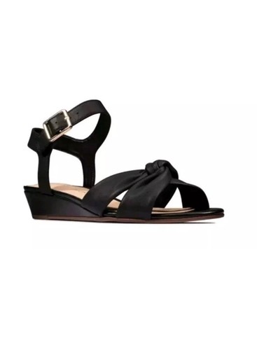 Sandalias Clarks Sense de cuero negras con correa para dama talla 7 D EU 41 del Reino Unido