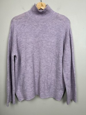 ICHI Lilac Alpaca Blend Funnel Mock Neck Sweater Clean Minimal Cozy Women s M