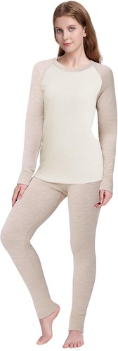 Mujeres 100% Lana Merino Conjunto de Capa Base Térmica Invierno Esquí Top UT Long Johns Set - Imagen 13 de 110