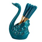 1 Set Creative Swan Fruit Forks Storage Bucket Simple Dessert Fruit Forks