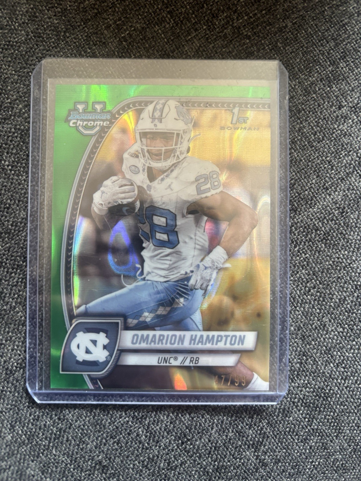 2024 Bowman Chrome U- Omarion Hampton #198 Green Lava Refractor /99