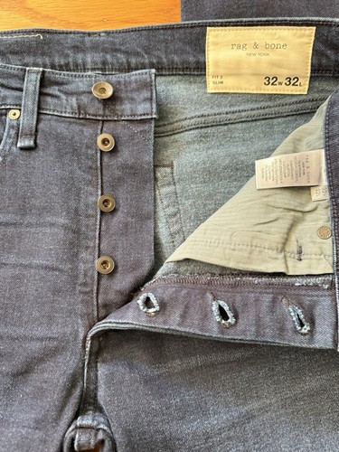 NWT Rag & Bone Jeans Mens 32x32 Fit 2 Slim Leg Button Fly Preppy - Picture 5 of 12