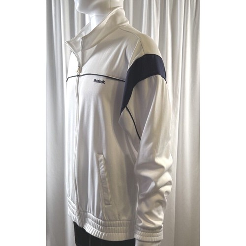 Reebok Track Jacket XXL White Navy Blue Full Zip Athletic Retro Sporty 77-09 - Picture 8 of 16